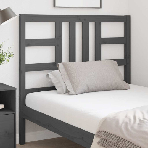 Berkfield Bed Headboard Grey 106x4x100 cm Solid Wood Pine 2