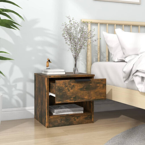 Berkfield Bedside Cabinet Smoked Oak Engineered Wood 2