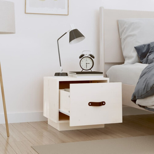 Berkfield Bedside Cabinet White 40x34x35 cm Solid Wood Pine 2