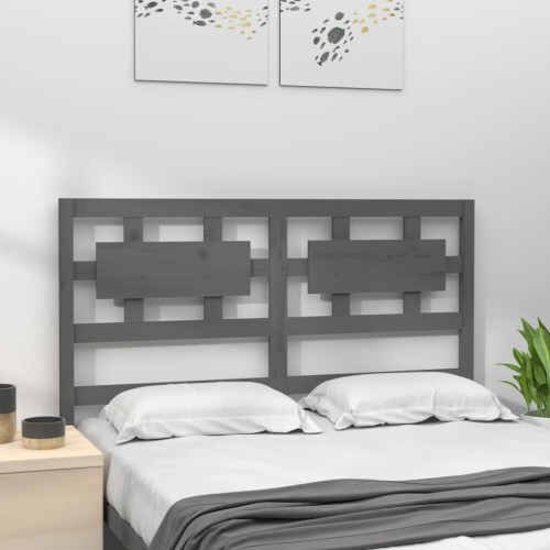Berkfield Bed Headboard Grey 205.5x4x100 cm Solid Wood Pine 2