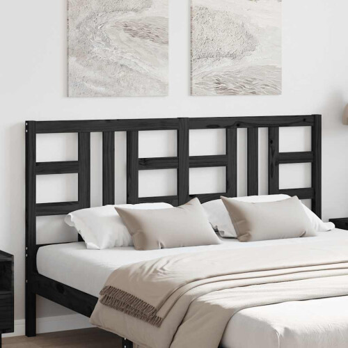 Berkfield Bed Headboard Black 166x4x100 cm Solid Wood Pine 2