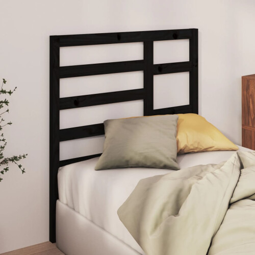 Berkfield Bed Headboard Black 81x4x104 cm Solid Wood Pine 2