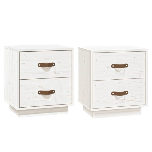 Berkfield Bedside Cabinets 2 pcs White 40x34x45 cm Solid Wood Pine 1