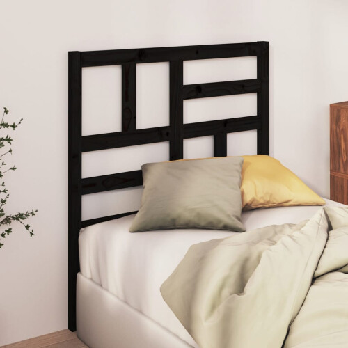Berkfield Bed Headboard Black 81x4x104 cm Solid Wood Pine 2