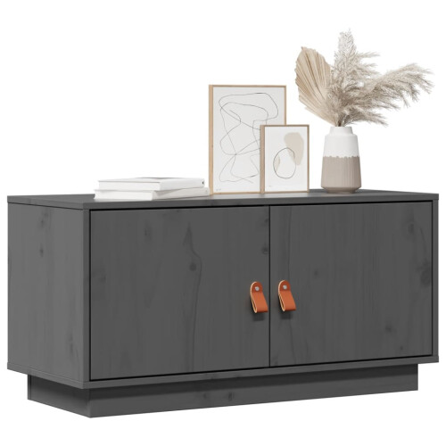 Berkfield TV Cabinet Grey 80x34x40 cm Solid Wood Pine 2