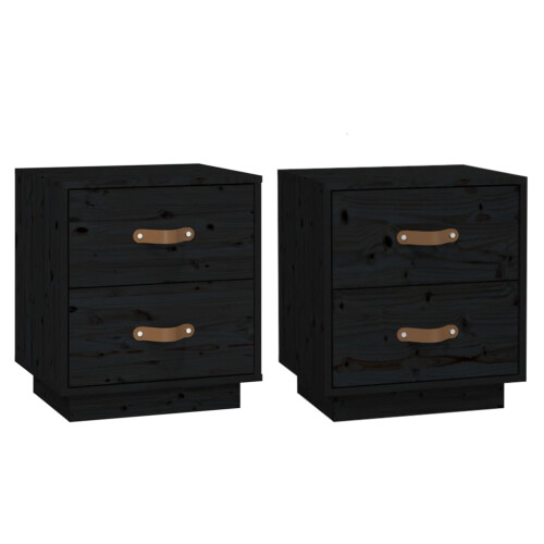 Berkfield Bedside Cabinets 2 pcs Black 40x34x45 cm Solid Wood Pine 1