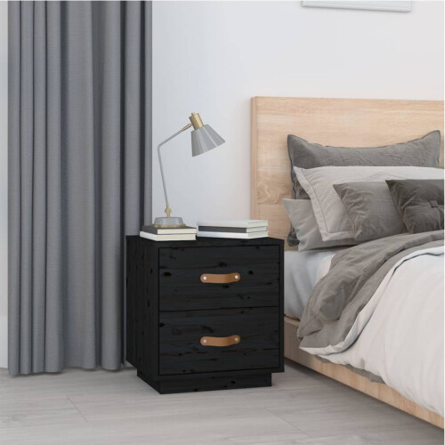 Berkfield Bedside Cabinets 2 pcs Black 40x34x45 cm Solid Wood Pine 2