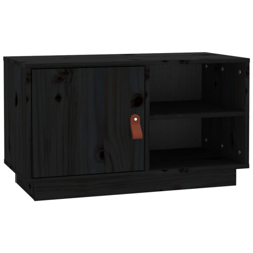 Berkfield TV Cabinet Black 70x34x40 cm Solid Wood Pine 1