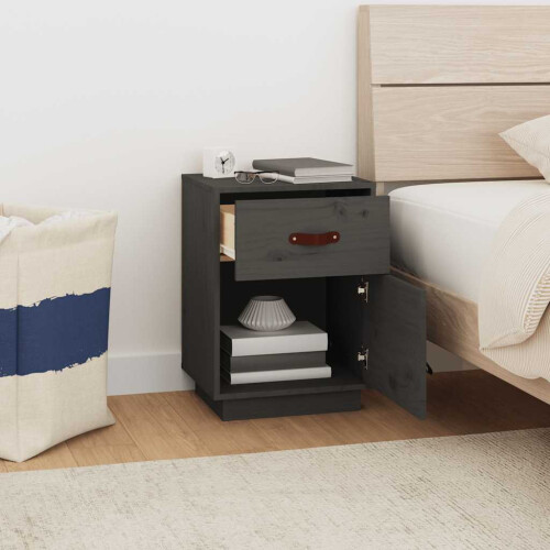 Berkfield Bedside Cabinets 2 pcs Grey 40x34x55 cm Solid Wood Pine 2
