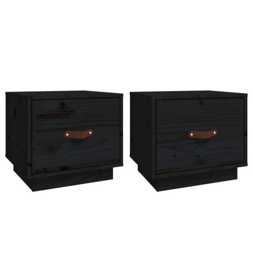 Berkfield Bedside Cabinets 2 pcs Black 40x34x35 cm Solid Wood Pine 1
