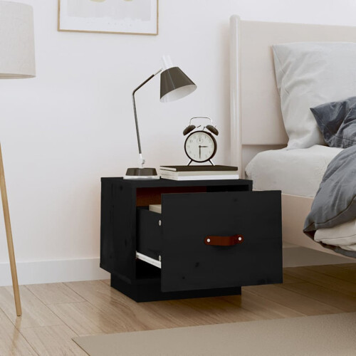 Berkfield Bedside Cabinets 2 pcs Black 40x34x35 cm Solid Wood Pine 2