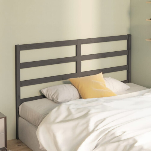 Berkfield Bed Headboard Grey 146x4x100 cm Solid Wood Pine 2