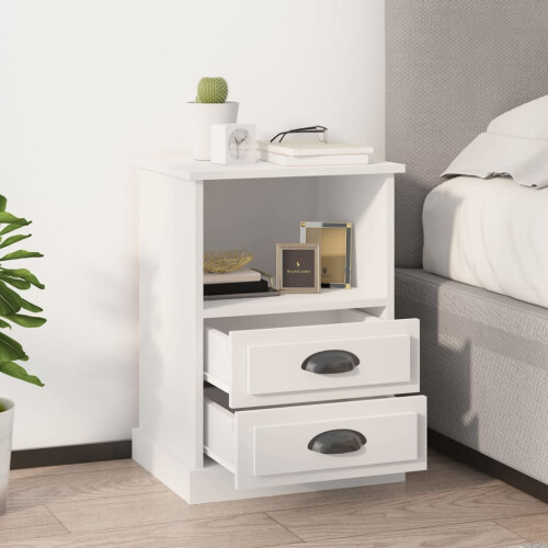 Berkfield Bedside Cabinet White 43x36x60 cm 2