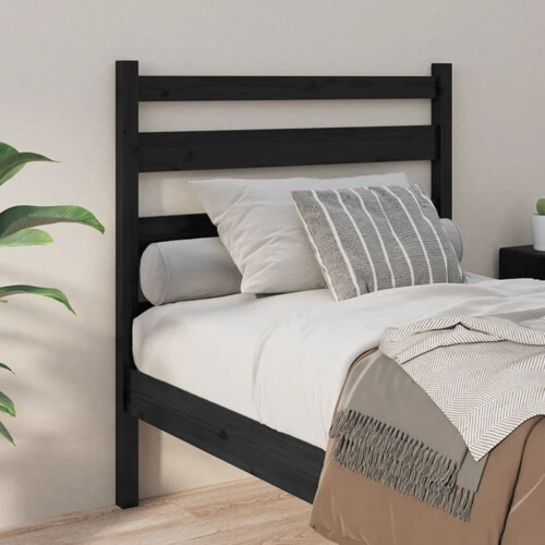 Berkfield Bed Headboard Black 81x4x100 cm Solid Wood Pine 2