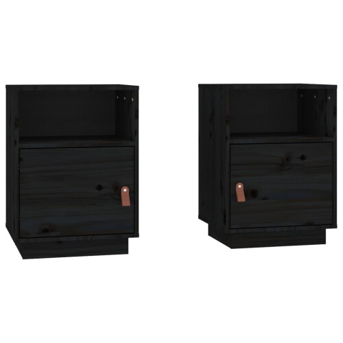 Berkfield Bedside Cabinets 2 pcs Black 40x34x55 cm Solid Wood Pine 1