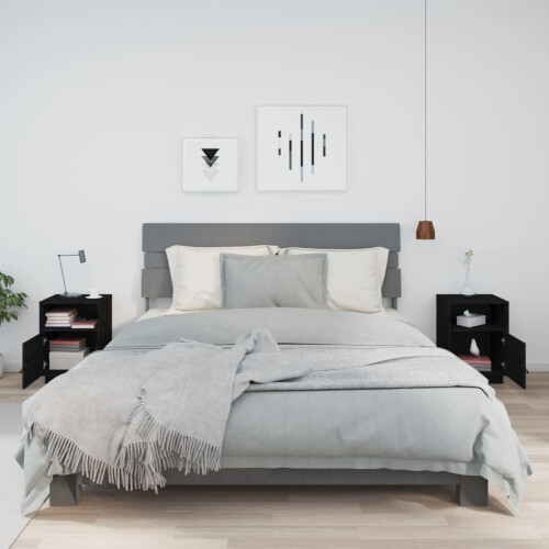 Berkfield Bedside Cabinets 2 pcs Black 40x34x55 cm Solid Wood Pine 2