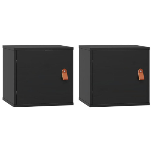 Berkfield Wall Cabinets 2 pcs Black 31.5x30x30 cm Solid Wood Pine 1