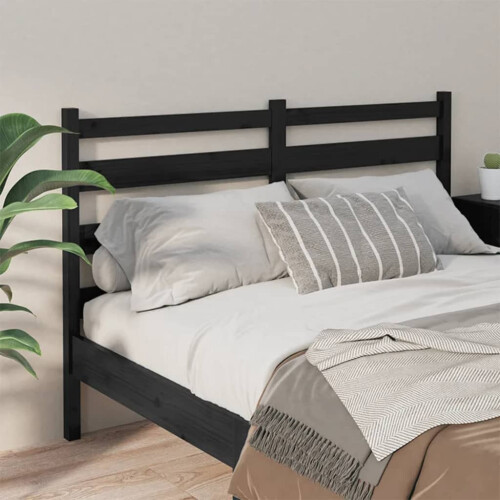 Berkfield Bed Headboard Black 186x4x100 cm Solid Wood Pine 2