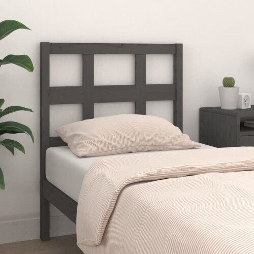 Berkfield Bed Headboard Grey 80.5x4x100 cm Solid Wood Pine 2