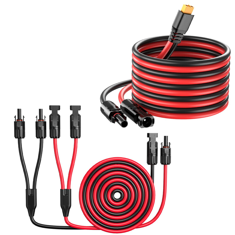 Solar To Xt60 Extension Cable 50A Dual Ybranch Solar Connector For Power Station Charging 9045646631936