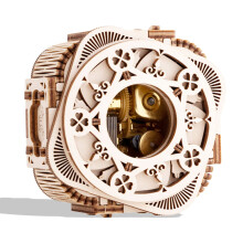 DIY 3D Wooden Music Box Puzzle Kit with Hidden Compartments and Floral Carving for Adults and Kids