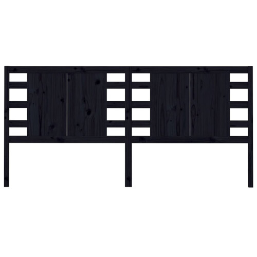 Berkfield Headboard Black 206x4x100 cm Solid Wood Pine 2