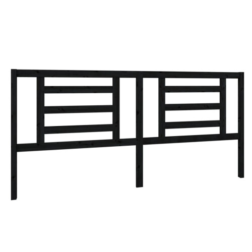 Berkfield Bed Headboard Black 206x4x100 cm Solid Pine Wood 1