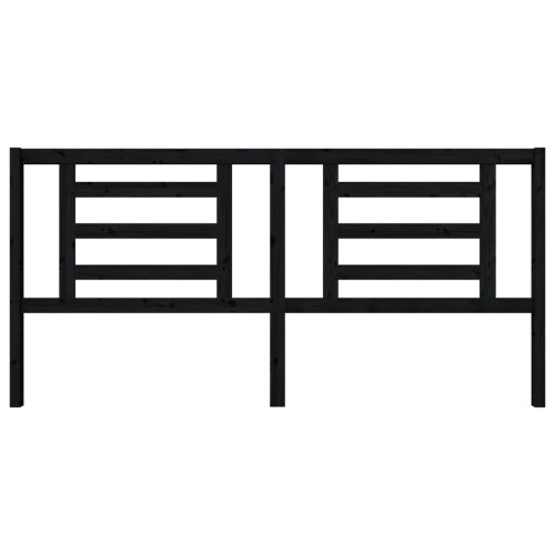 Berkfield Bed Headboard Black 206x4x100 cm Solid Pine Wood 2