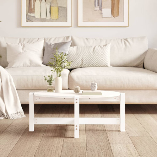 Berkfield Coffee Table White 87x48x35 cm Solid Wood Pine 2