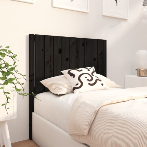 Berkfield Bed Headboard Black 95.5x4x100 cm Solid Wood Pine 2