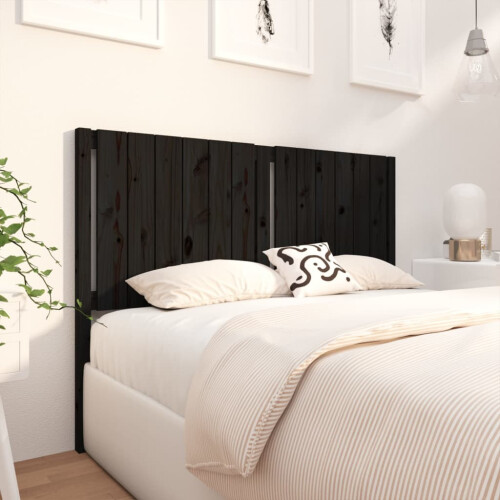 Berkfield Bed Headboard Black 145.5x4x100 cm Solid Wood Pine 2