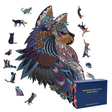 Animal Shaped Wooden Jigsaw Puzzle 200 Pieces for Adults and Kids, Vibrant Colors, Smooth Basswood Finish