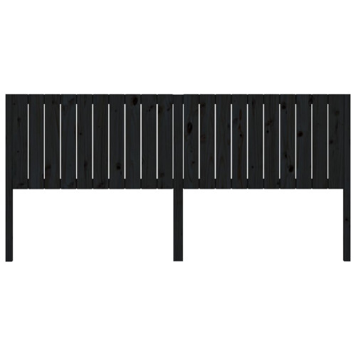 Berkfield Bed Headboard Black 205.5x4x100 cm Solid Wood Pine 2