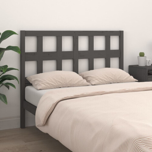 Berkfield Bed Headboard Grey 125.5x4x100 cm Solid Wood Pine 2