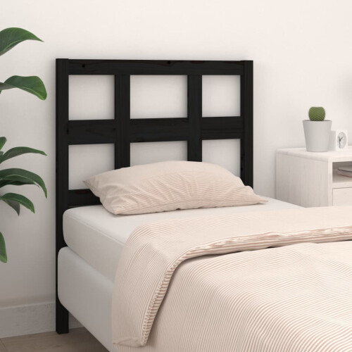 Berkfield Bed Headboard Black 95.5x4x100 cm Solid Wood Pine 2
