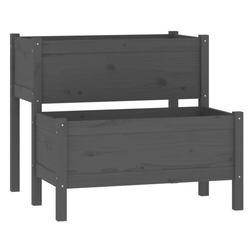 Berkfield Planter Grey 84.5x84x75 cm Solid Wood Pine 1