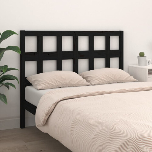 Berkfield Bed Headboard Black 145.5x4x100 cm Solid Wood Pine 2