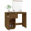 Berkfield Dressing Table with LED Honey Brown 95x50x133.5 cm Solid Wood Pine 5