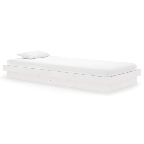 819893 Berkfield Bed Frame without Mattress White Solid Wood 90x200 cm 1