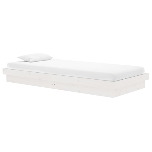 819893 Berkfield Bed Frame without Mattress White Solid Wood 90x200 cm 2