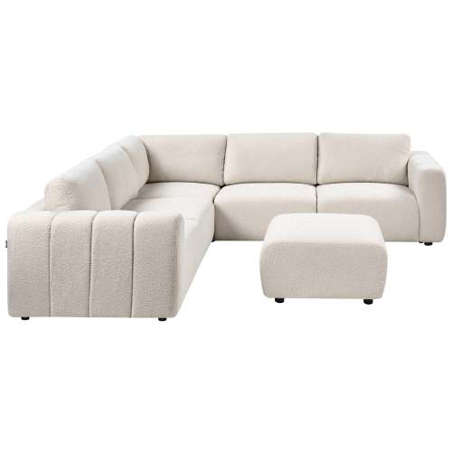 Beliani Modular Corner Sofa 5 Seater KIVVIK with Ottoman Boucle Off-White Right Hand 1