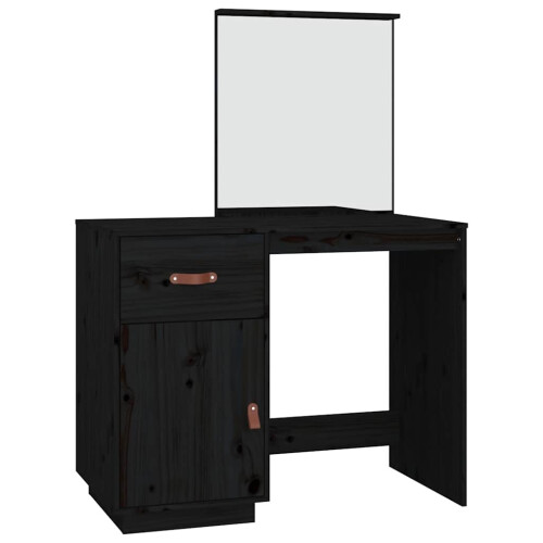 Berkfield Dressing Table Black 95x50x134 cm Solid Wood Pine 1