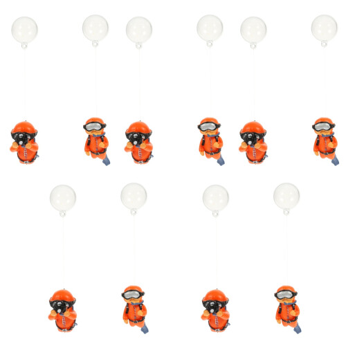 10Pcs Orange PVC Floating Diver Figure Decorative Aquarium Accessory 1