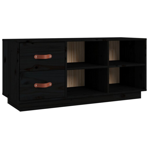 Berkfield Shoe Bench Black 100x34x45 cm Solid Wood Pine 1
