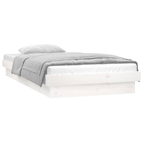 Berkfield LED Bed Frame without Mattress White Single Solid Wood 2