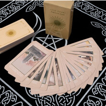 Gold Tarot Deck 78 Cards with Instruction Waterproof AntiWrinkle Durable Exquisite Gift Set