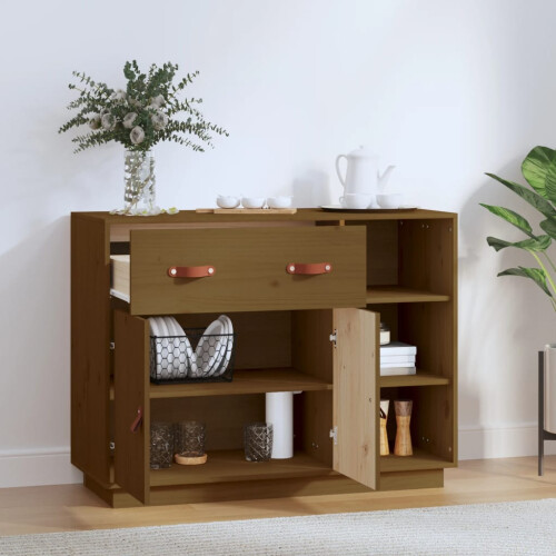 Berkfield Sideboard Honey Brown 98.5x40x75 cm Solid Wood Pine 2