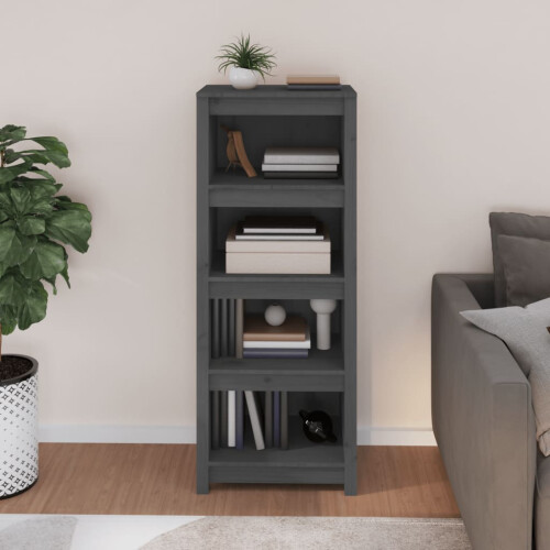 Berkfield Book Cabinet Grey 50x35x125.5 cm Solid Wood Pine 2