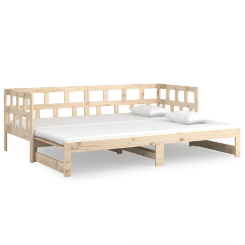 Berkfield Pull-out Day Bed without Mattress Solid Wood Pine 2x(80x200) cm 1