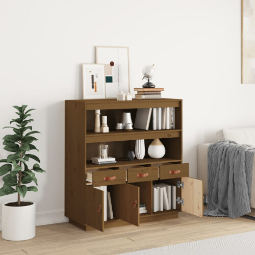 Berkfield Highboard Honey Brown 100x40x108.5 cm Solid Wood Pine 2